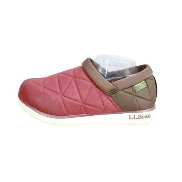 LL Bean Men's Nylon Quilted Ultralight PrimaLoft Slip-Ons Burgundy/Brown 9 M - Picture 1 of 9